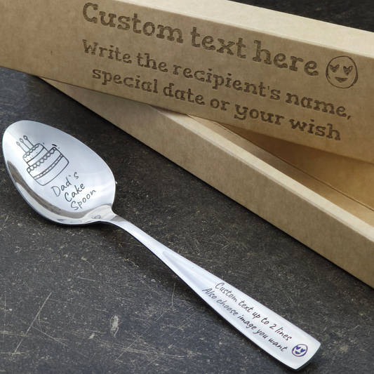 Spoon Gift - Custom Latte Spoon - Gift Spoon - Unique Design Stainless Steel Heavy Weight Latte Spoon 6 INCH - Personalized Gift Box