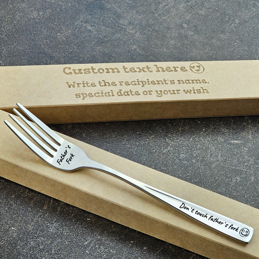 Gift for Her, Him - Personalized Fork - Custom Fork - Unique Design Stainless Steel Heavy Weight Fork - 7 INCH - Personalized Box