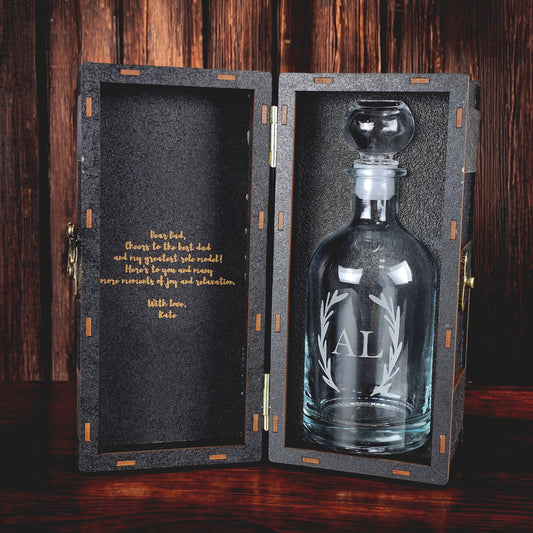 Personalized Photo Whiskey Decanter - Custom Decanter with Wooden Gift Box - Engraved Decanter Photo, Groomsman Gifts, Gifts for Dad, Man