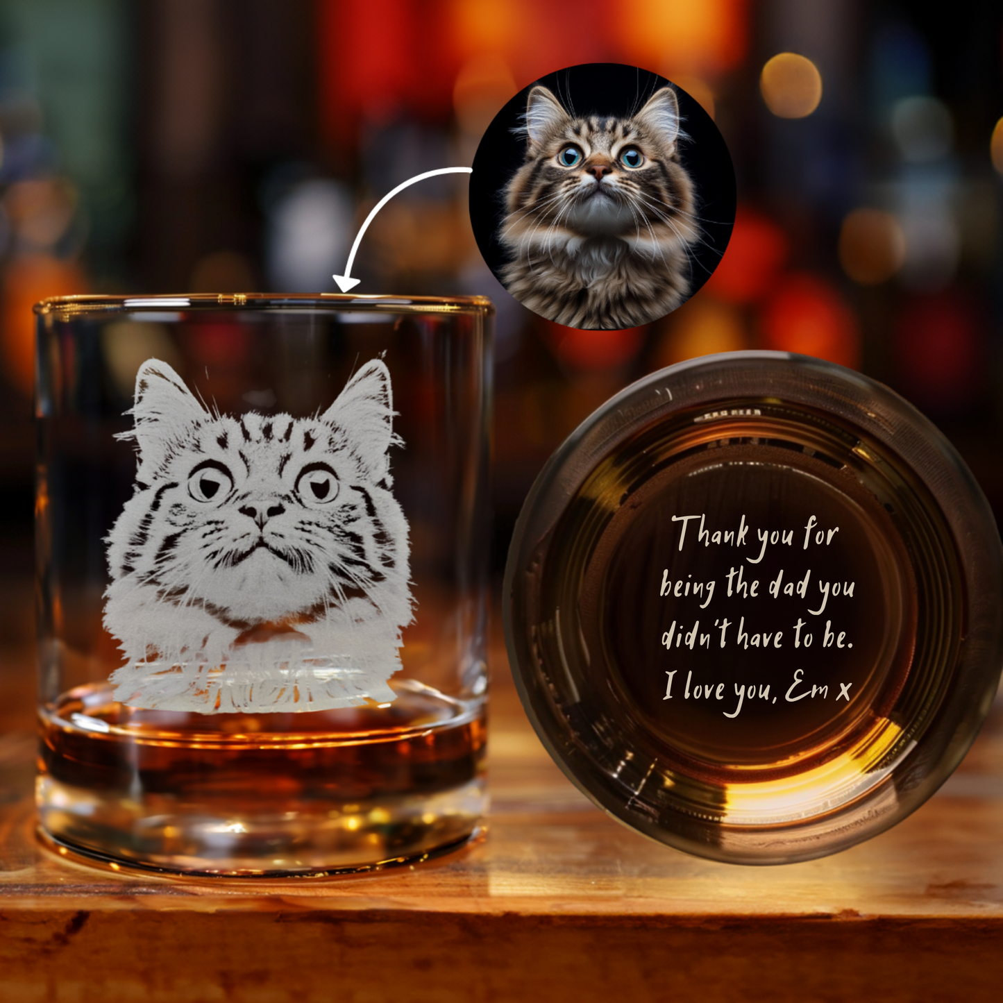 Personalized Photo on Whiskey Glass