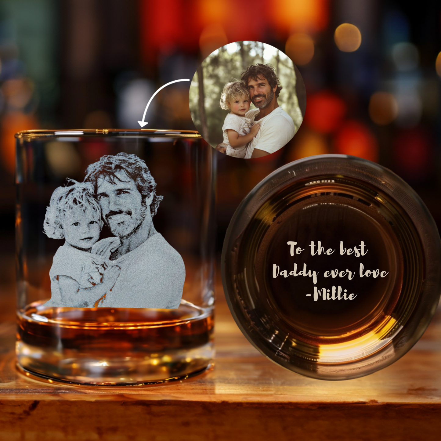 Personalized Photo on Whiskey Glass
