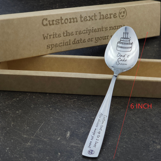 Spoon Gift - Custom Latte Spoon - Gift Spoon - Unique Design Stainless Steel Heavy Weight Latte Spoon 6 INCH - Personalized Gift Box