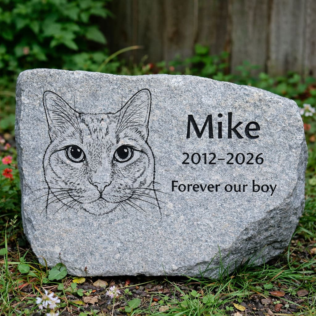 Life-Like Dog Memorial Stone — Custom Engraved From Your Photo