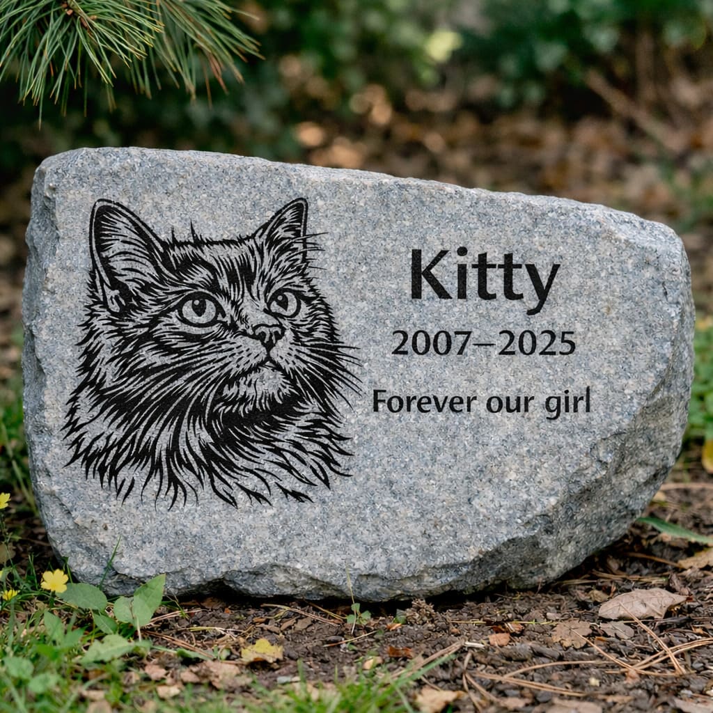 Life-Like Dog Memorial Stone — Custom Engraved From Your Photo