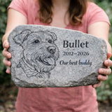 Life-Like Dog Memorial Stone — Custom Engraved From Your Photo