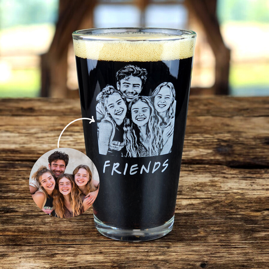 Custom Engraved Pint Glass with Your Dog's Photo - Engraved Gift for Pet Lovers, Amazing Beer Glass with Photo - Custom Gift for Dog Lovers